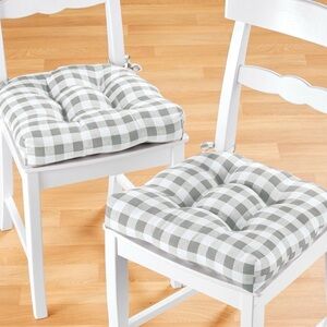 Buffalo Check Tufted Chair Seat Cushions, 2-Pack, Green White New OB green